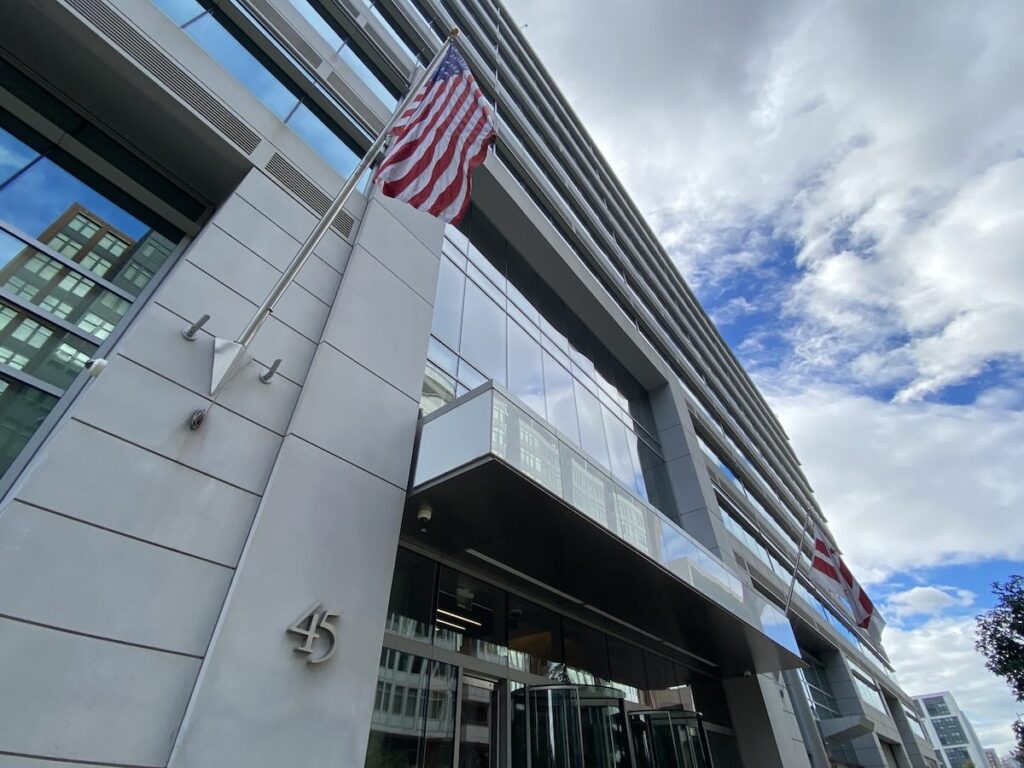 The building where the FCC is located in Washington, D.C. The body is looking into 6G